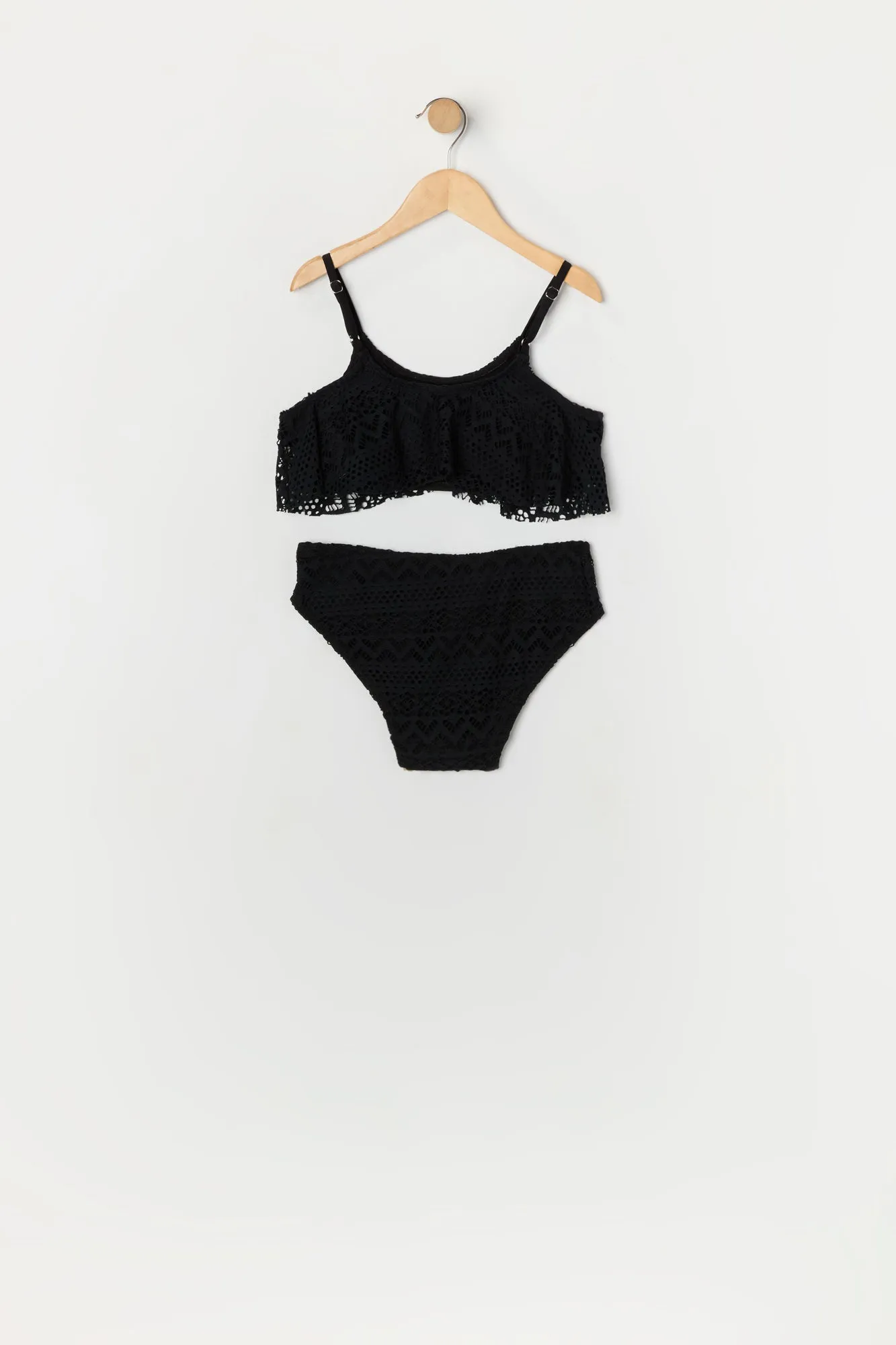 Girls Crochet Flounce 2 Piece Swimsuit with Built-In Cups sold by Urban Planet product image thumbnail 4