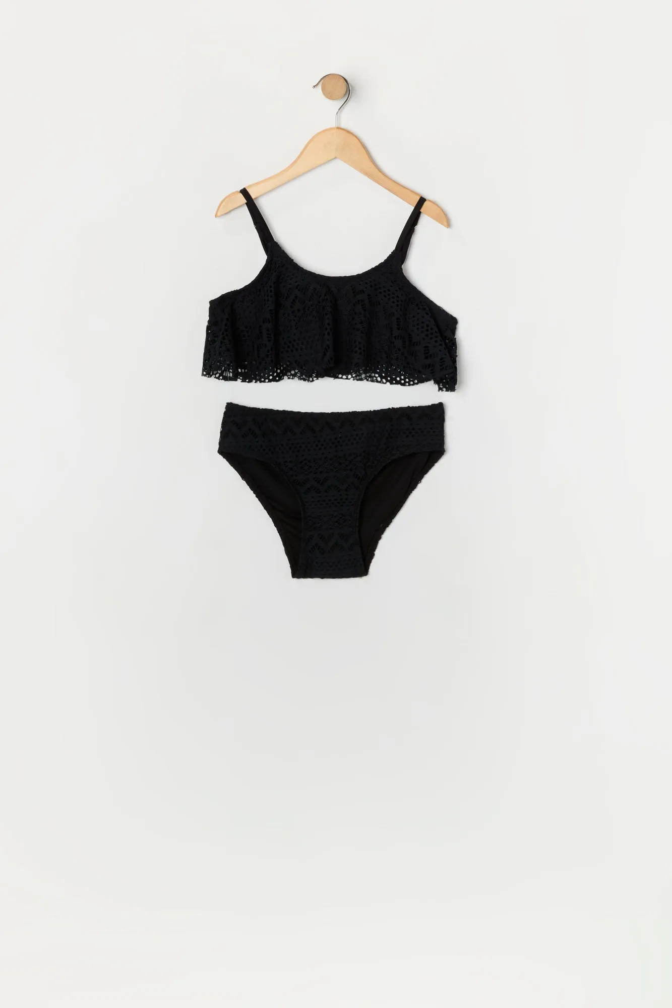 Girls Crochet Flounce 2 Piece Swimsuit with Built-In Cups sold by Urban Planet product image thumbnail 3