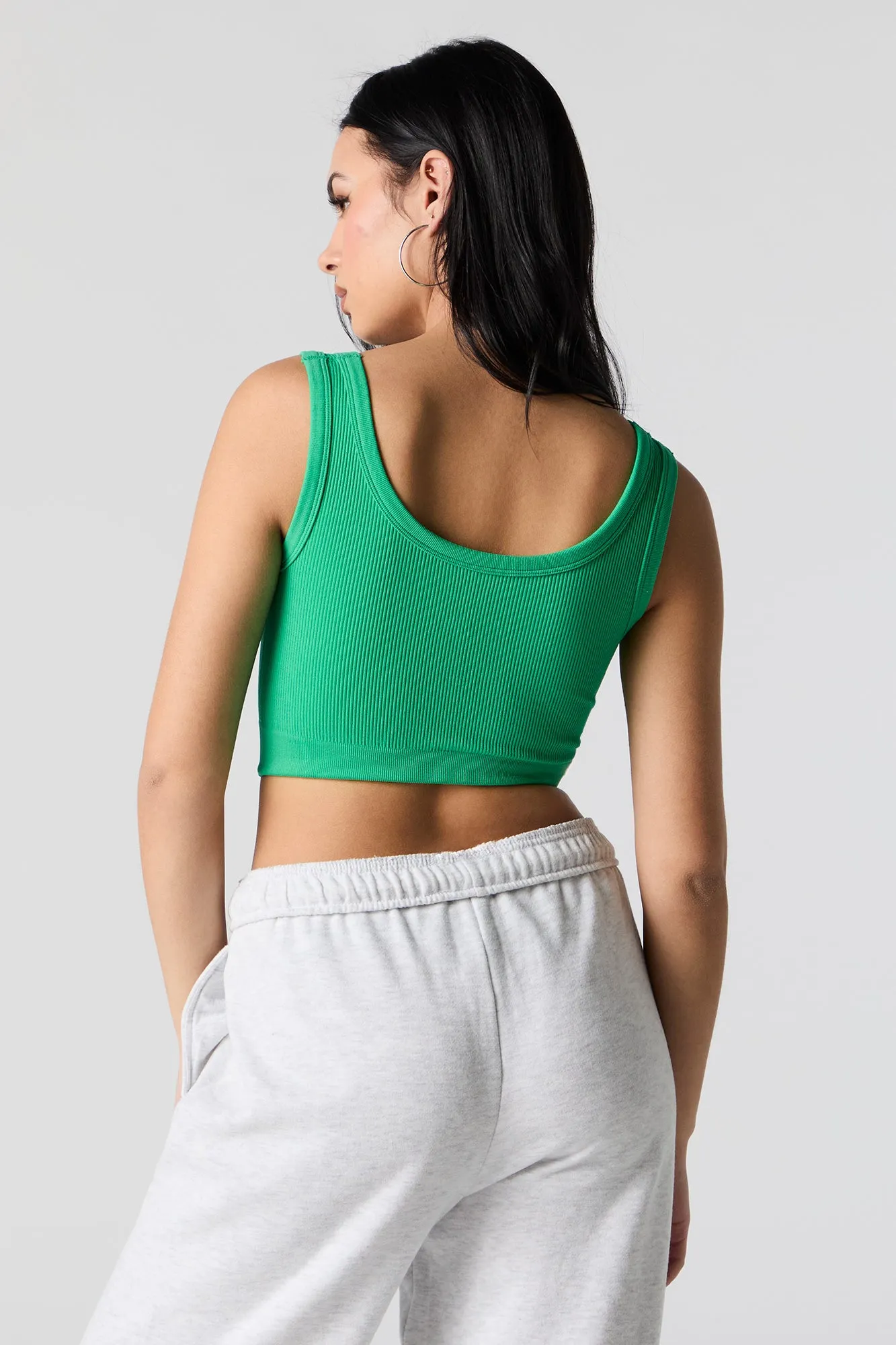 Seamless Ribbed Scoop Neck Cropped Tank sold by Urban Planet product image thumbnail 2