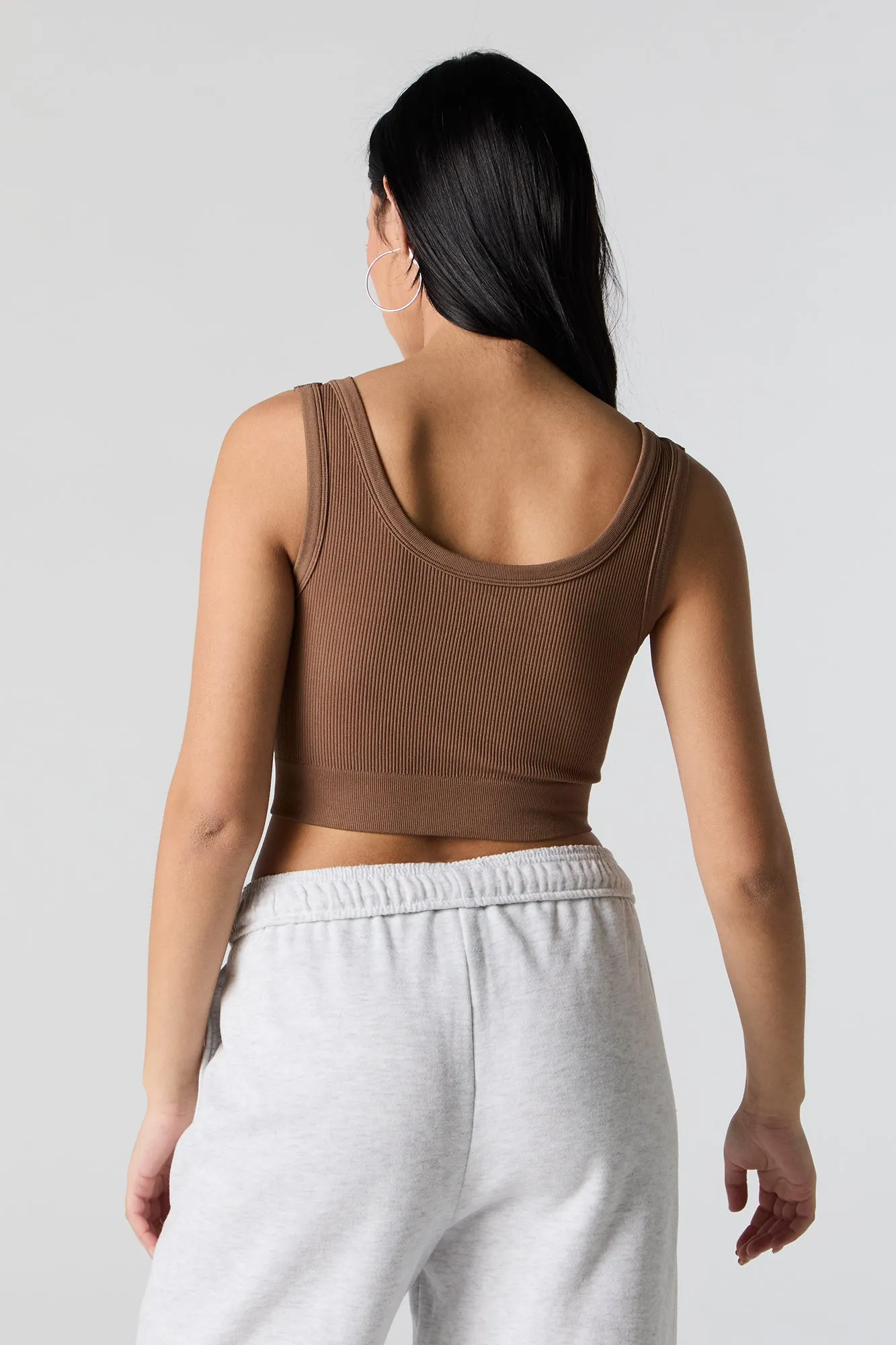 Seamless Ribbed Scoop Neck Cropped Tank sold by Urban Planet product image thumbnail 5