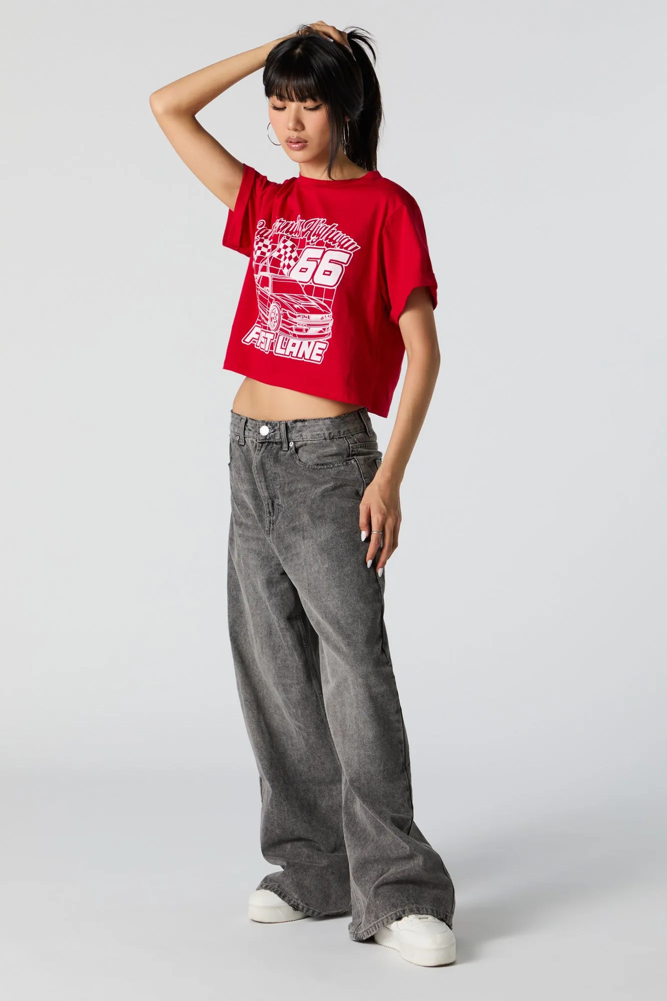 California Highway Moto Graphic Boxy T-Shirt sold by Urban Planet product image thumbnail 3