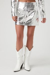 Metallic Faux Leather Mini Skirt sold by Urban Planet