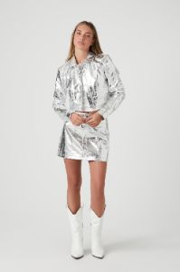 Metallic Faux Leather Mini Skirt sold by Urban Planet