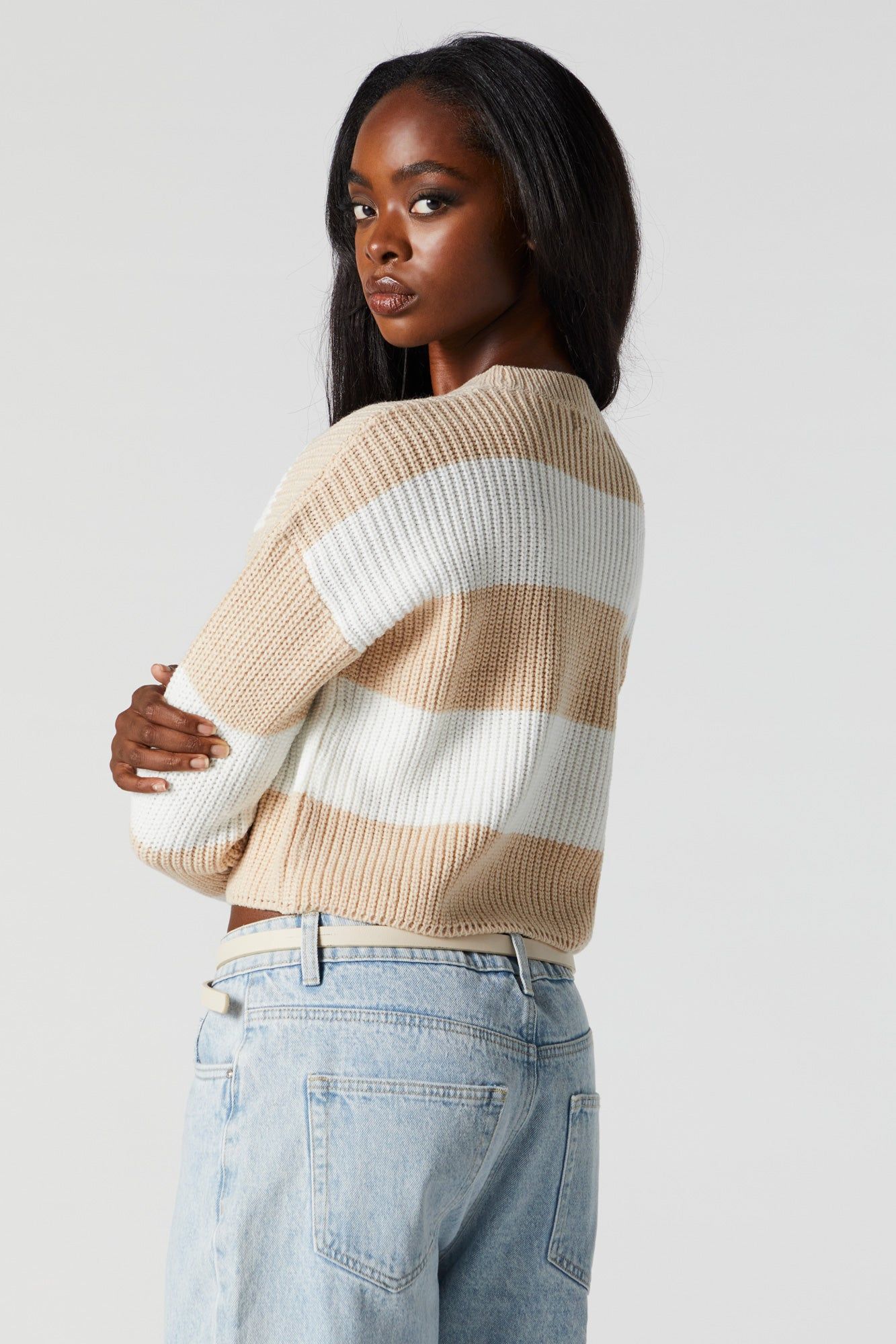 Striped Ribbed Knit Sweater sold by Urban Planet product image thumbnail 3