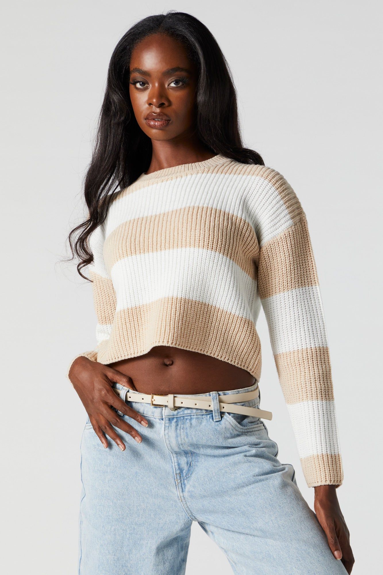 Striped Ribbed Knit Sweater sold by Urban Planet product image thumbnail 2
