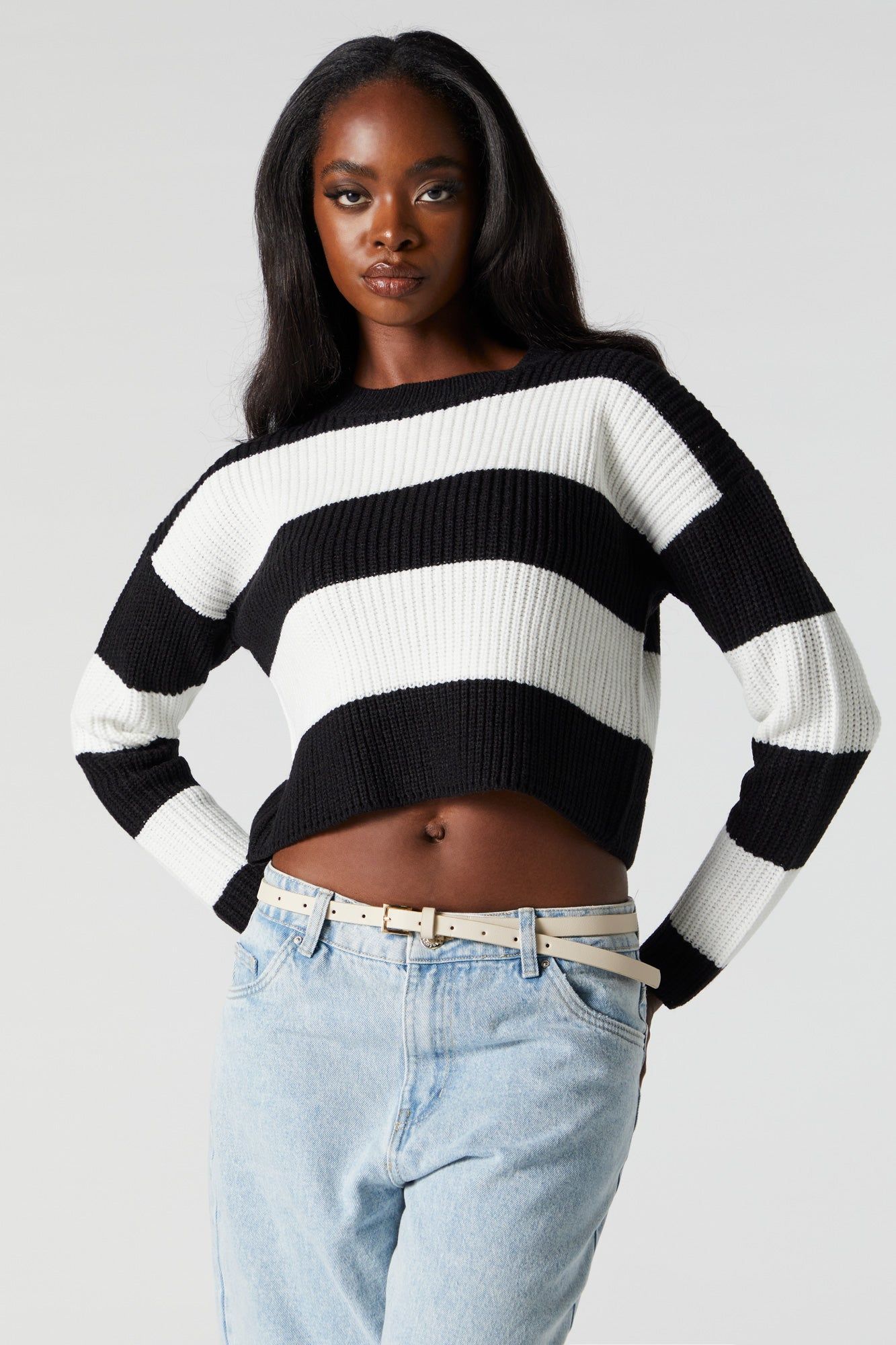 Striped Ribbed Knit Sweater sold by Urban Planet product image thumbnail 5
