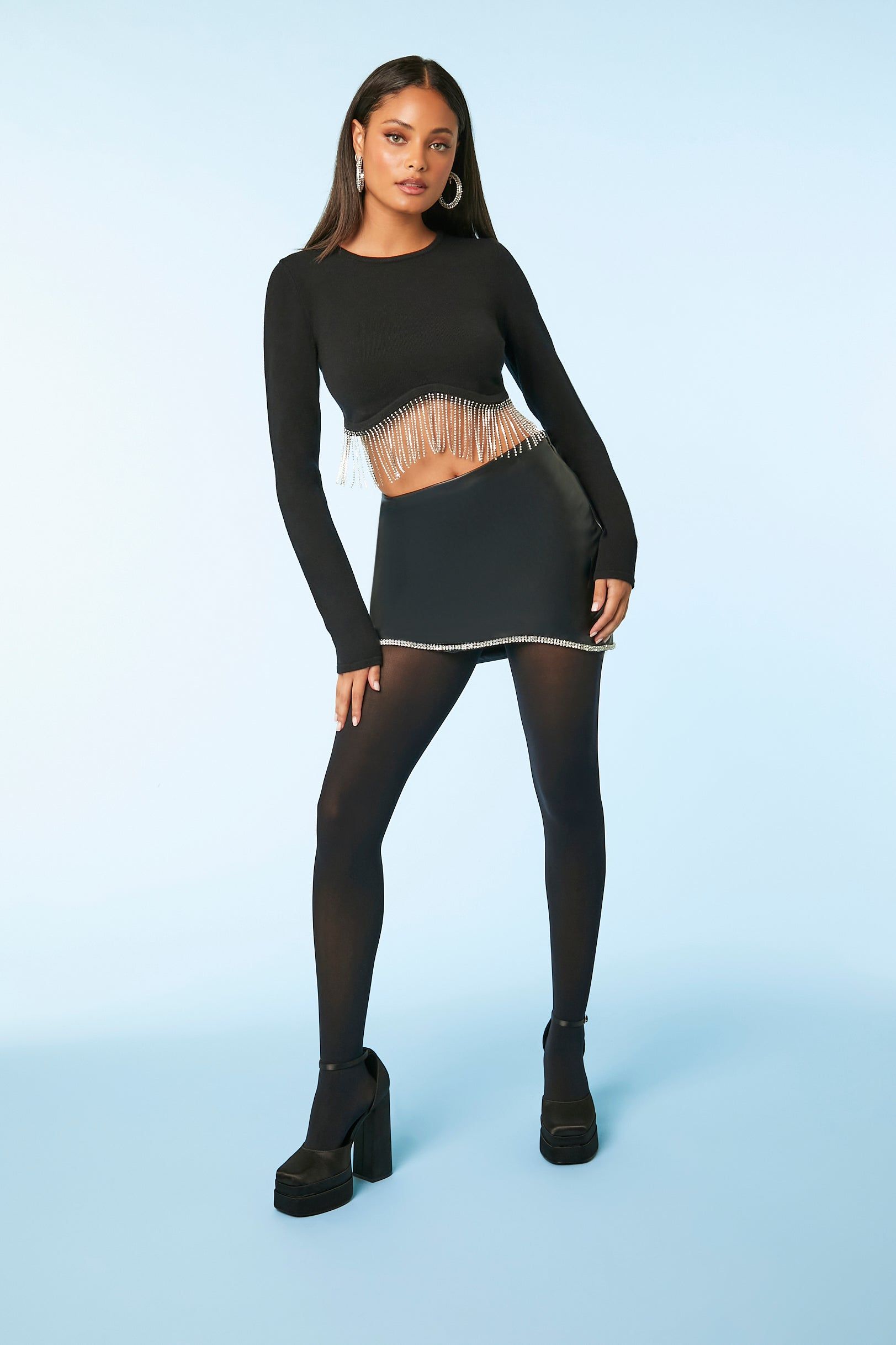 Rhinestone-Fringe Crop Top sold by Urban Planet product image thumbnail 4