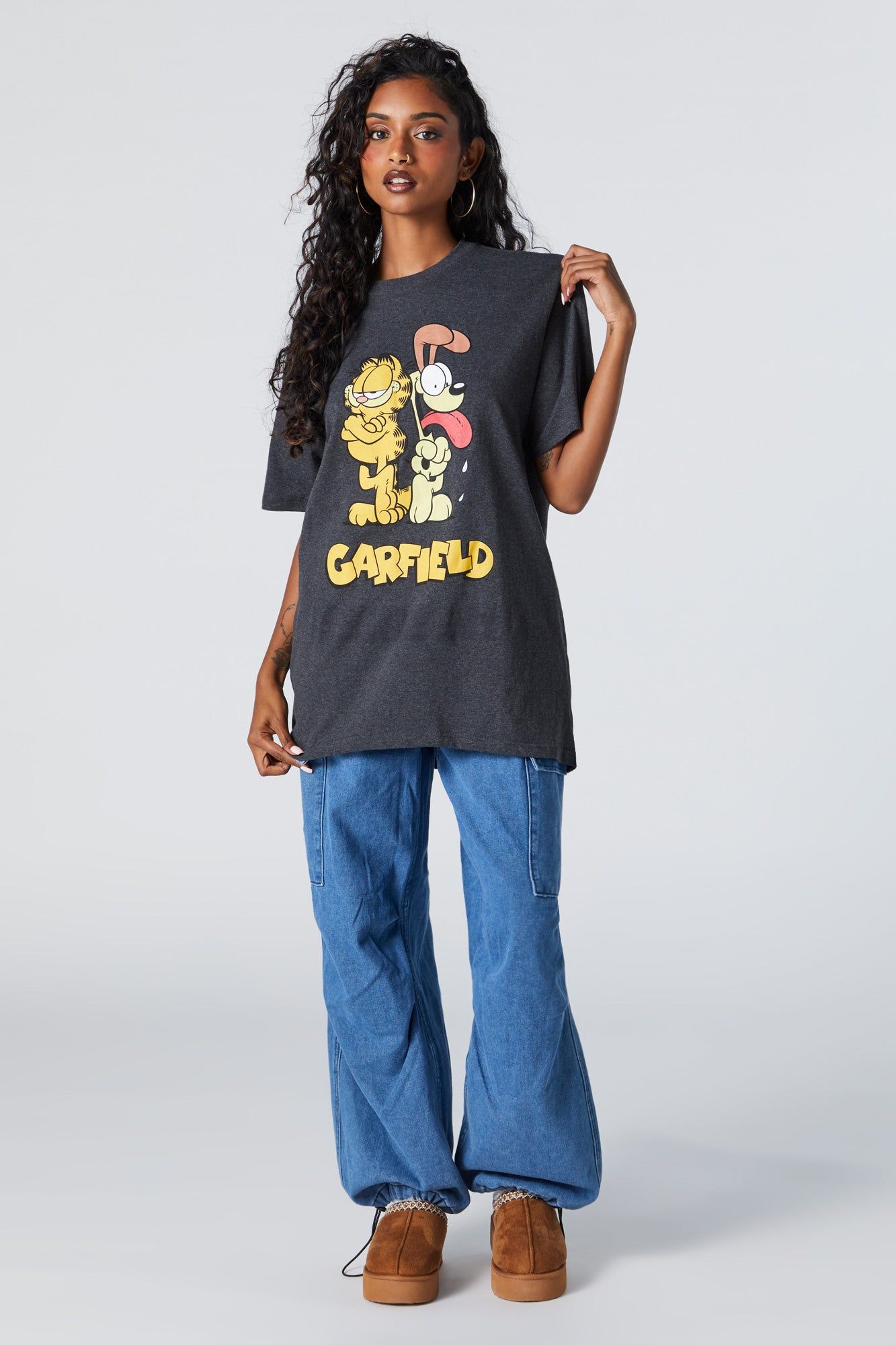 Garfield Grey Graphic Boyfriend T-Shirt sold by Urban Planet product image thumbnail 3