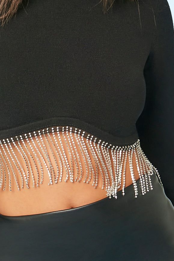 Rhinestone-Fringe Crop Top sold by Urban Planet product image thumbnail 5