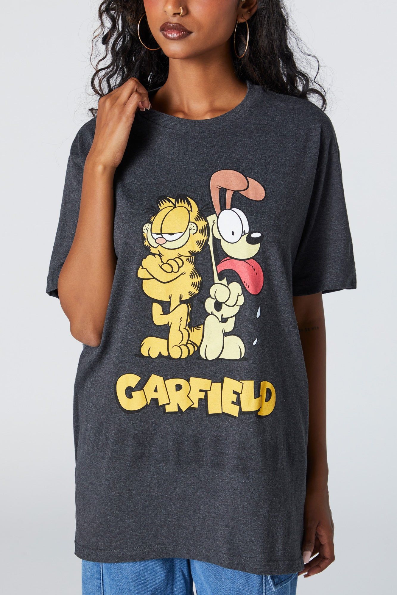 Garfield Grey Graphic Boyfriend T-Shirt sold by Urban Planet product image thumbnail 4