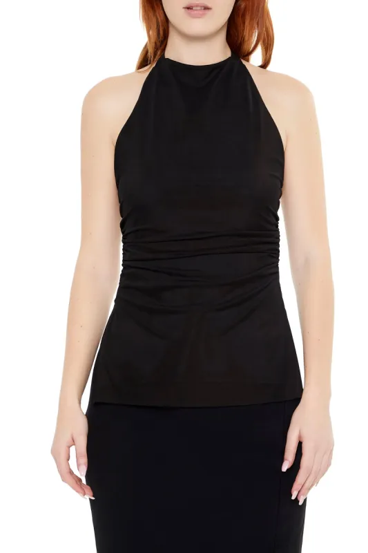 Mesh Ruched Halter Top sold by Urban Planet