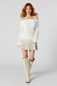 Ribbed Knit Off Shoulder Sweater sold by Urban Planet