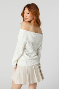 Ribbed Knit Off Shoulder Sweater sold by Urban Planet
