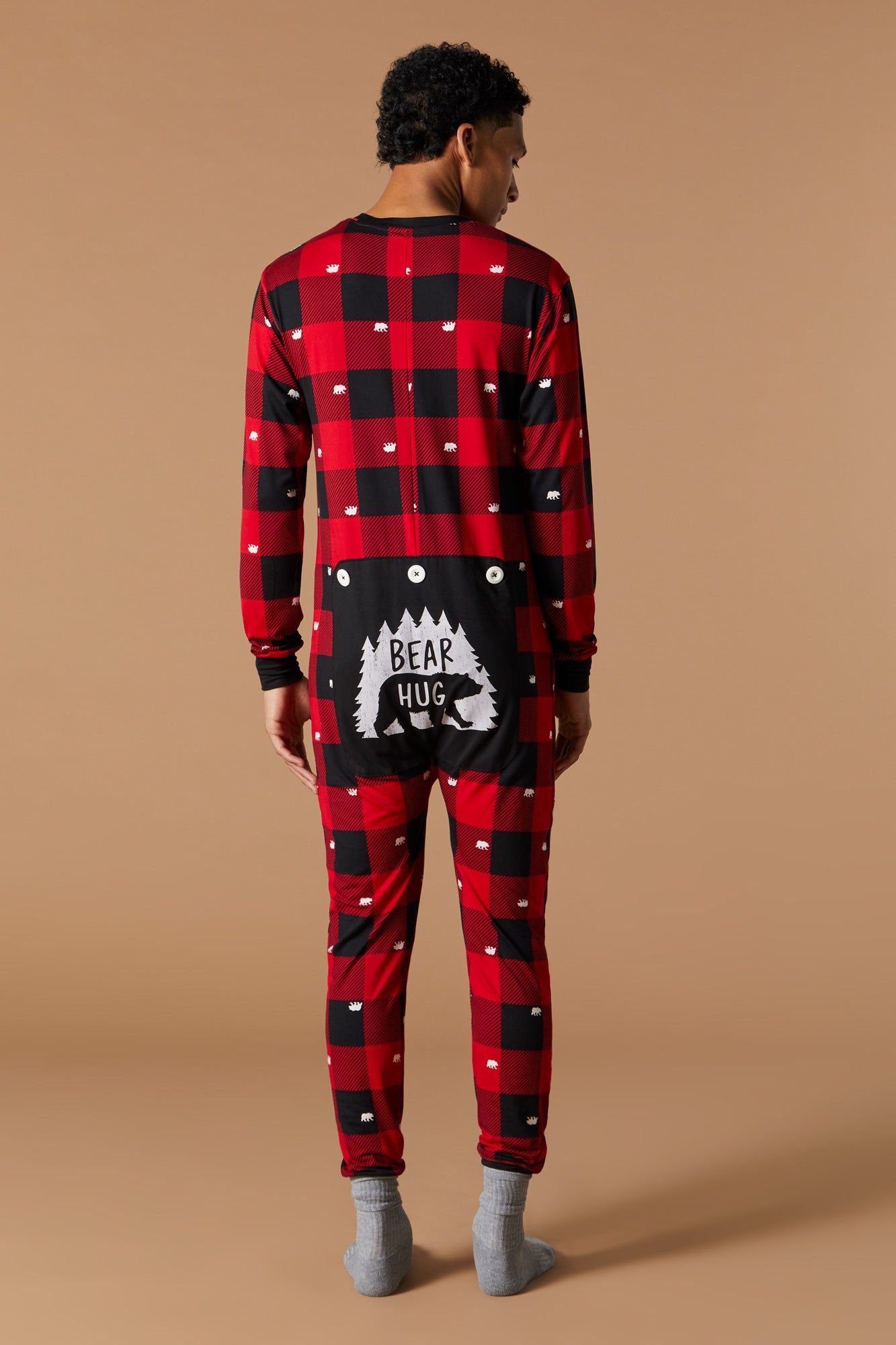 Fammy Jammies Unisex Bear Plaid Print Onesie sold by Urban Planet product image thumbnail 2