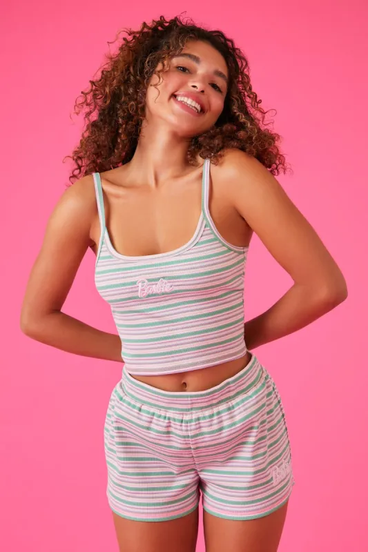 Ensemble pyjama avec camisole à imprimé Barbie et short sold by Urban Planet