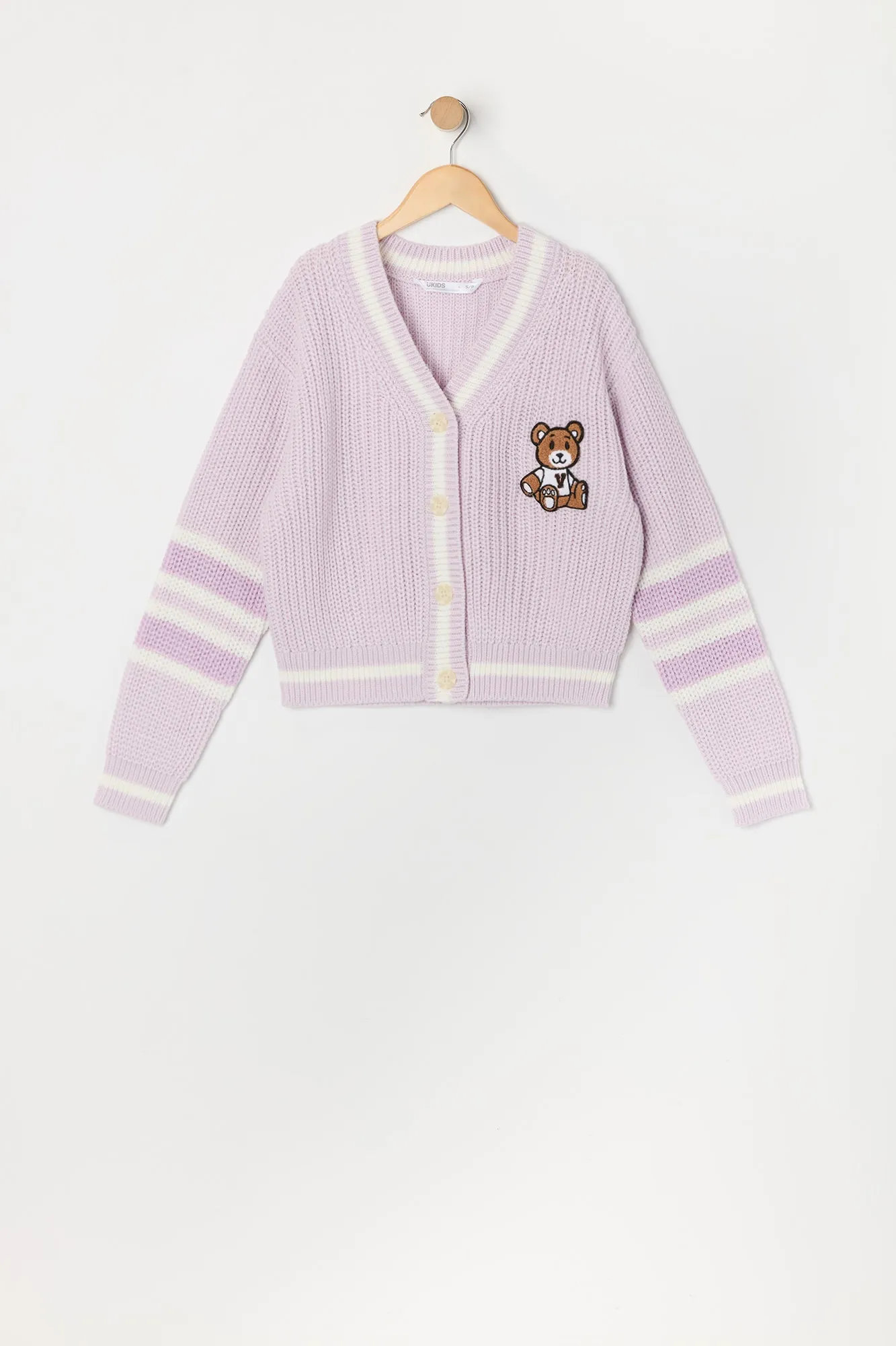 Cardigan en tricot rayé avec motif brodé en chenille pour fille sold by Urban Planet