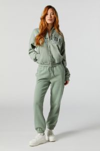 Chenille Embroidered Malibu  Zip-Up Hoodie sold by Urban Planet