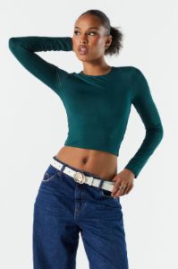 Contour Cropped Long Sleeve Top sold by Urban Planet