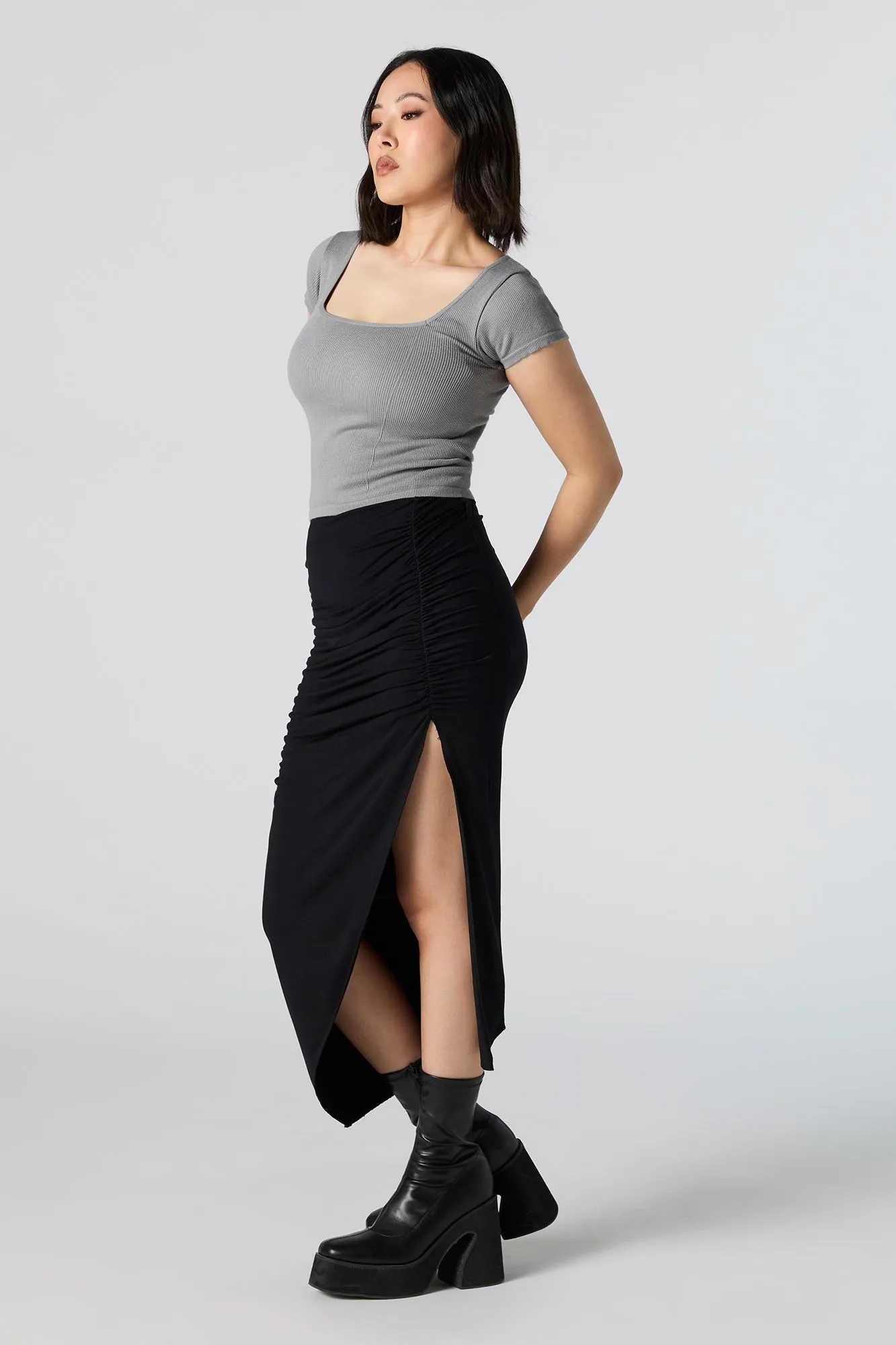 Ruched Slit Midi Skirt sold by Urban Planet product image thumbnail 5