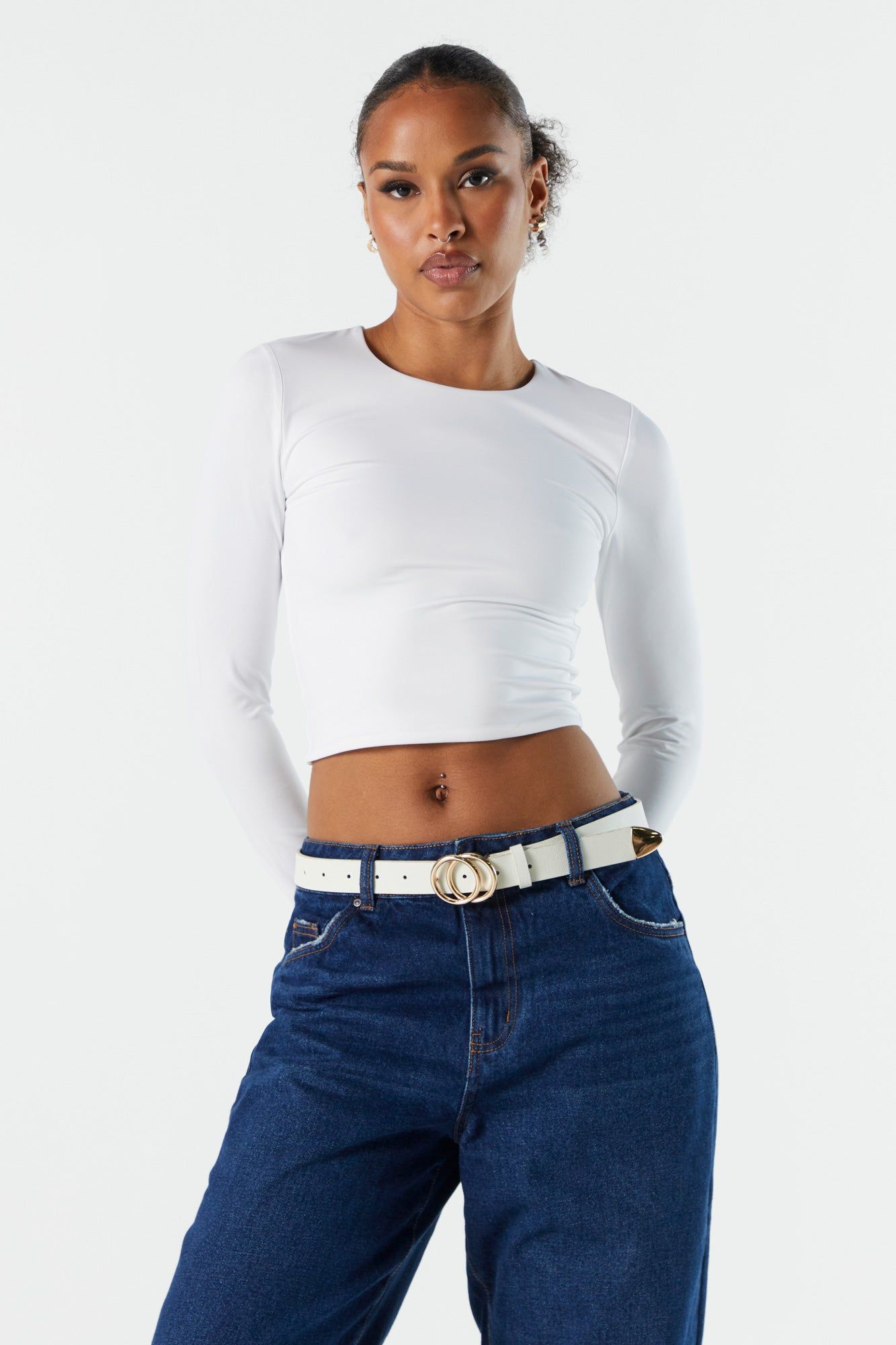 Contour Cropped Long Sleeve Top sold by Urban Planet