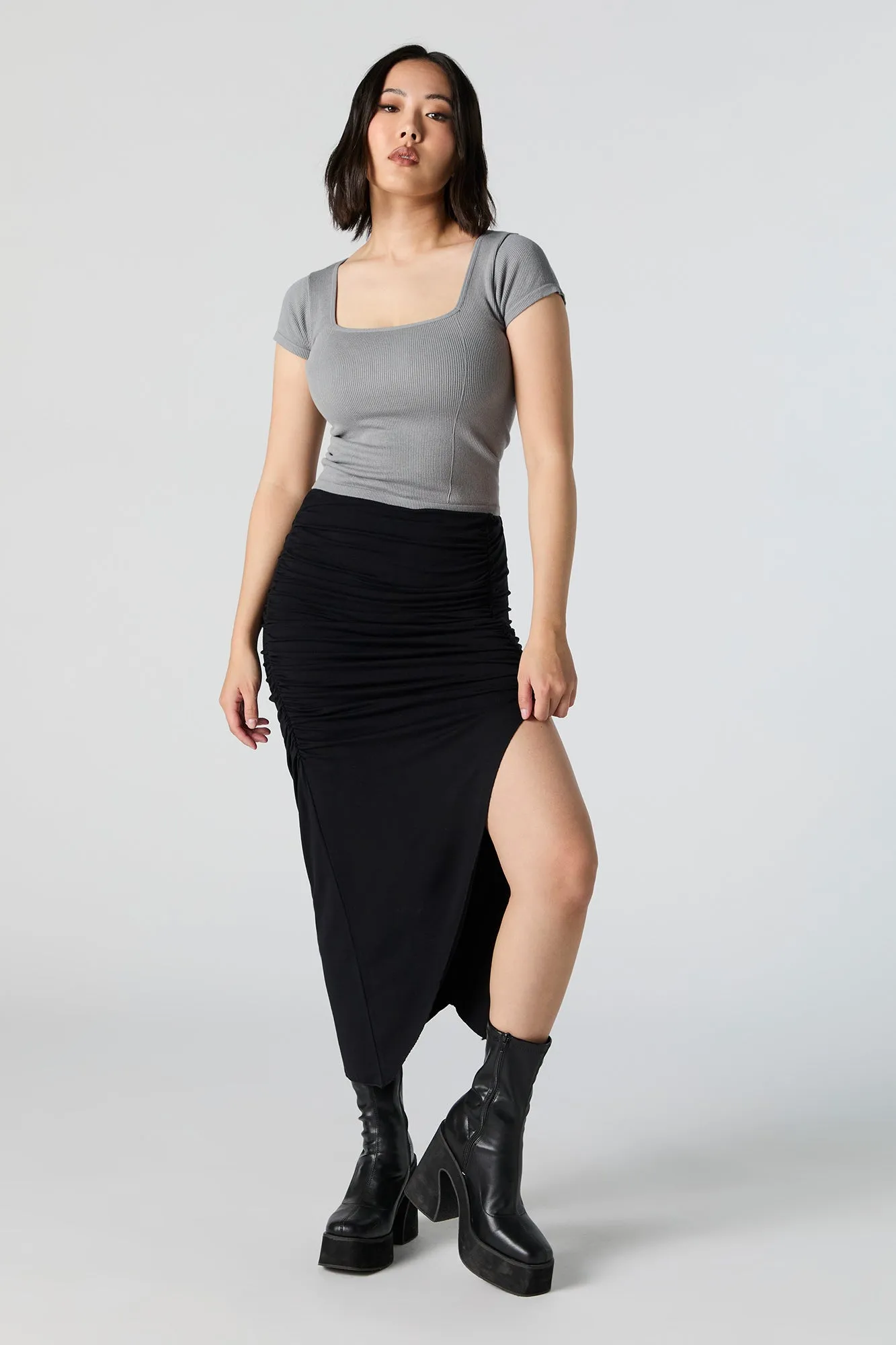 Ruched Slit Midi Skirt sold by Urban Planet product image thumbnail 4
