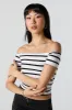 Striped Ribbed Off Shoulder Top sold by Urban Planet