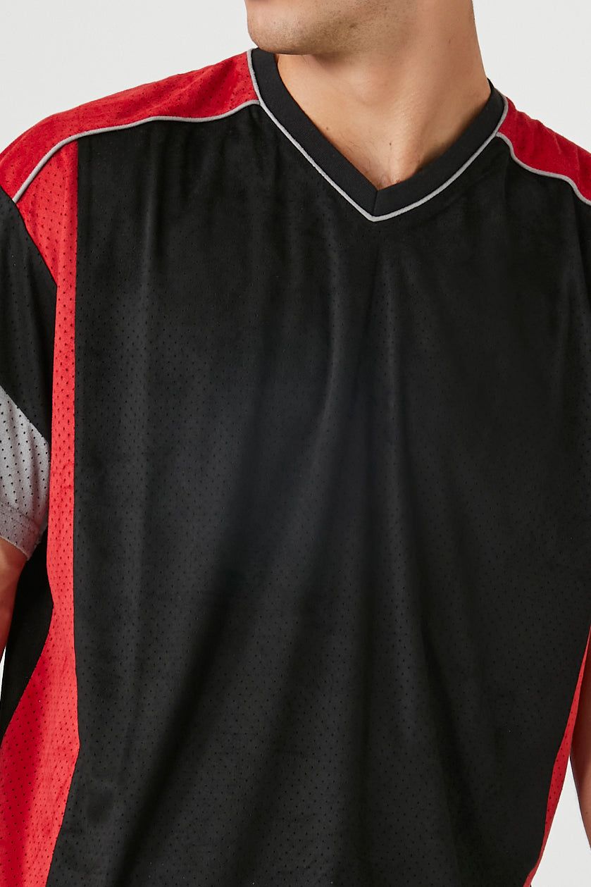 Mesh Colourblock V-Neck Top sold by Urban Planet product image thumbnail 5