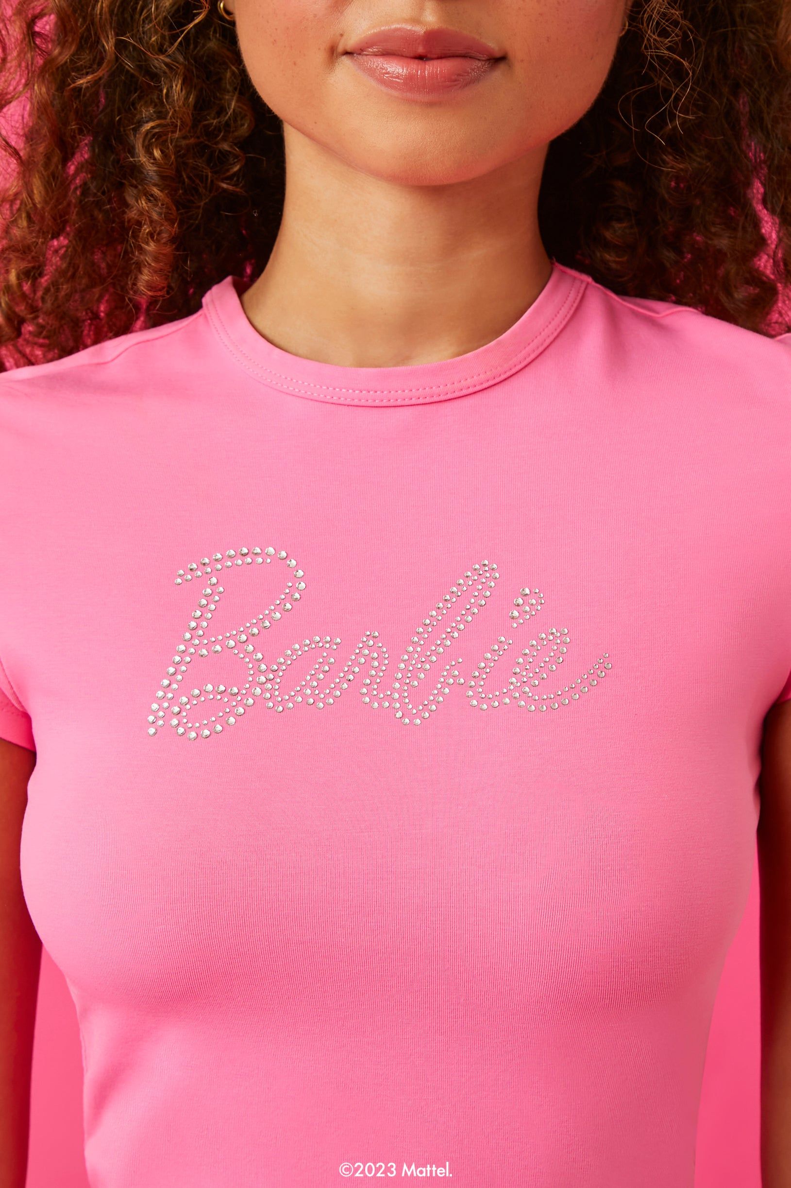 T-shirt ultracourt à imprimé Barbie™ en pierres du Rhin sold by Urban Planet product image thumbnail 3