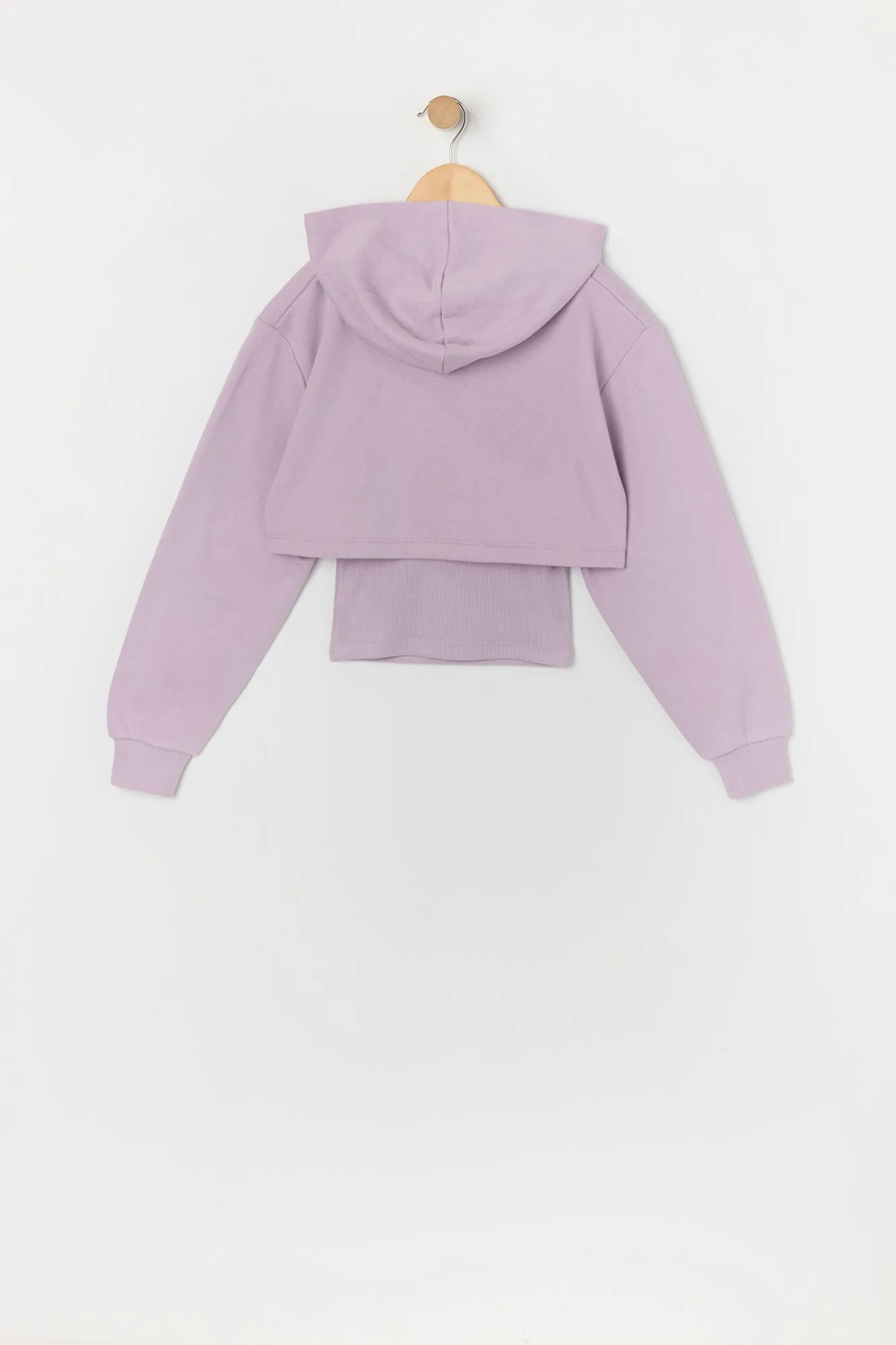 Ensemble avec haut court à capuchon et débardeur avec motif brodé Fearless pour fille sold by Urban Planet product image thumbnail 2