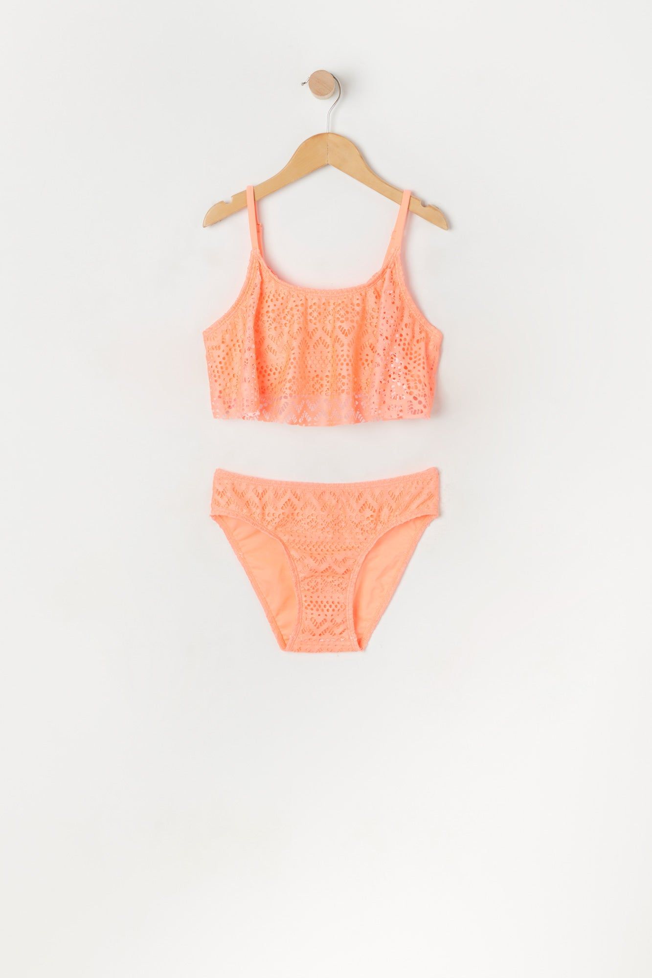 Girls 2 Piece Mesh Flounce Swimsuit sold by Urban Planet