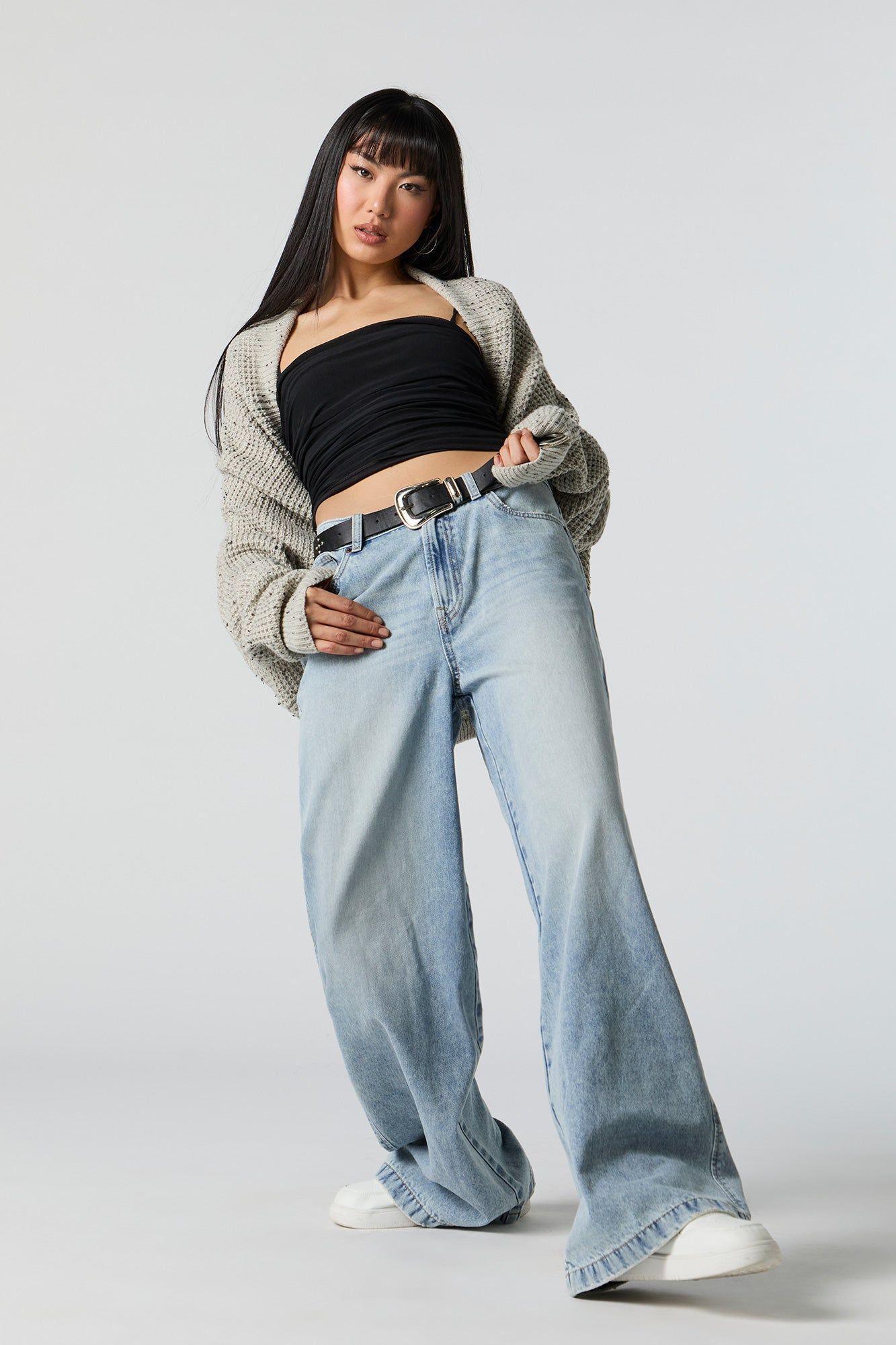 High Rise Light Vintage Wash Ultra Wide Leg Jean sold by Urban Planet