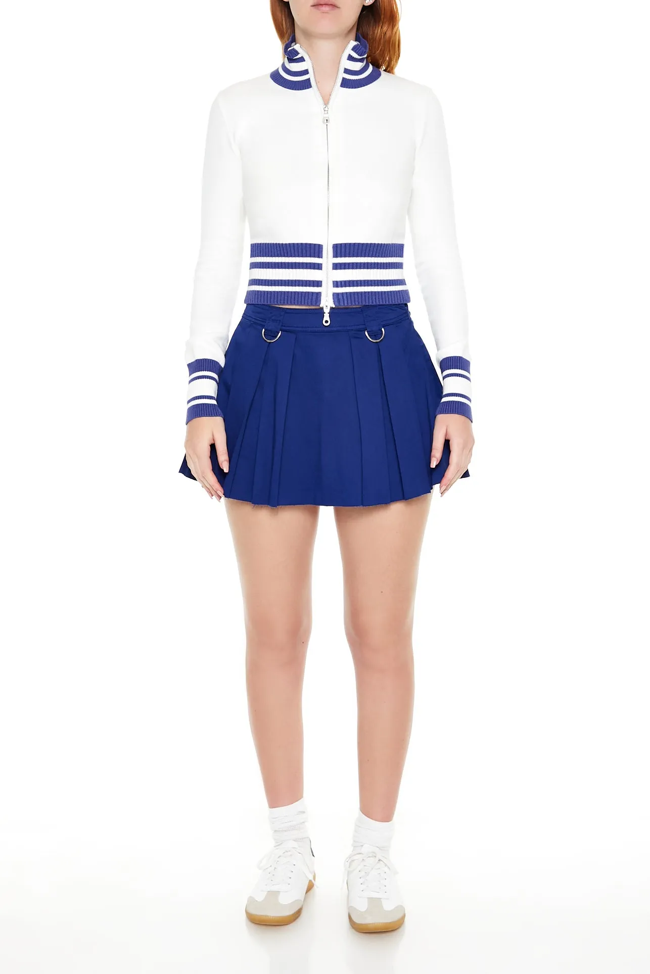 Varsity-Striped Zip-Up Sweater sold by Urban Planet product image thumbnail 2