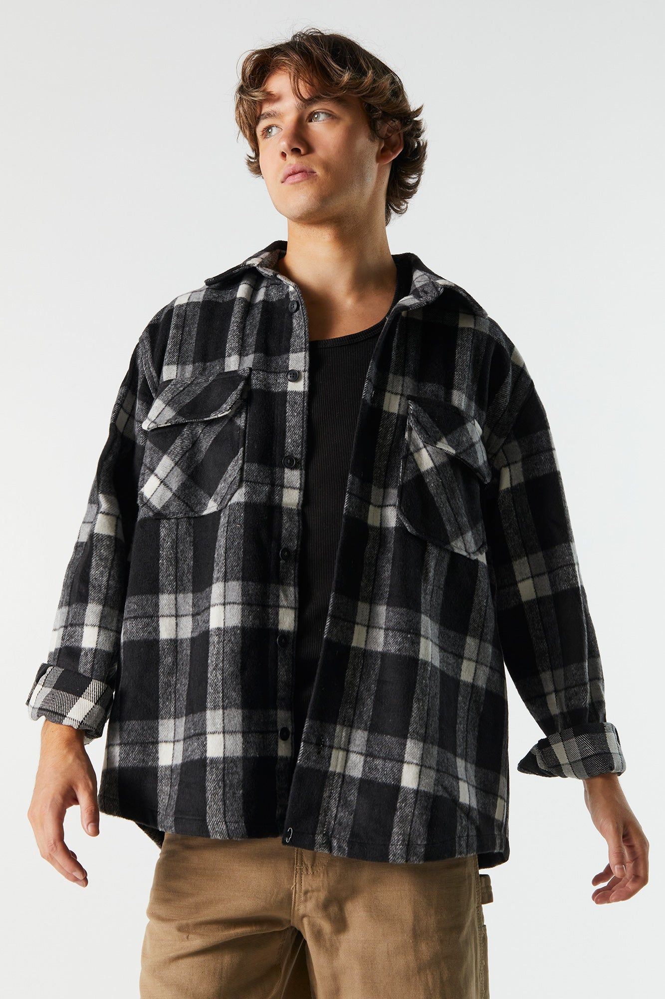 Double Pocket Plaid Shacket sold by Urban Planet product image thumbnail 5