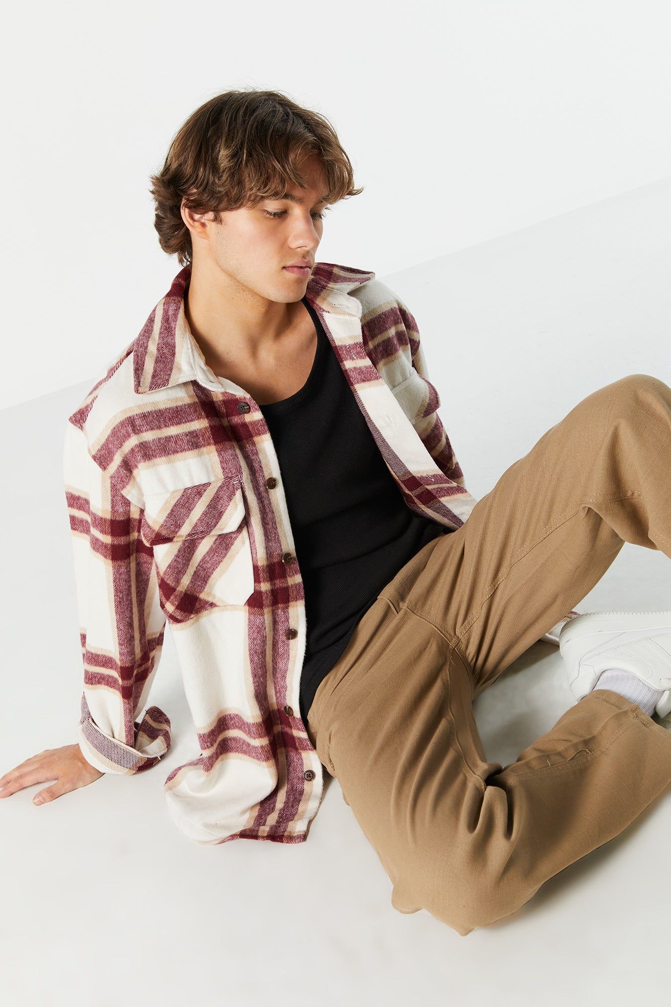 Double Pocket Plaid Shacket sold by Urban Planet