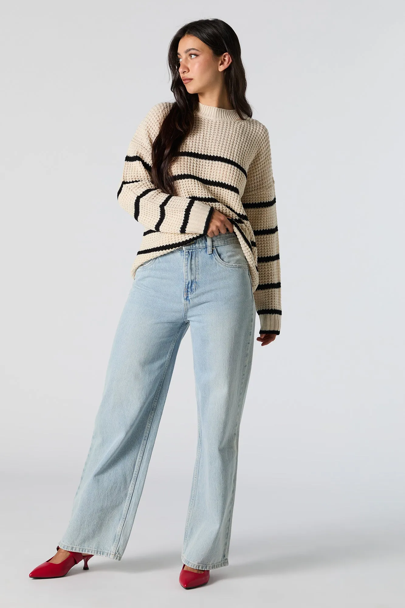 Chandail en tricot gaufré rayé sold by Urban Planet product image thumbnail 3