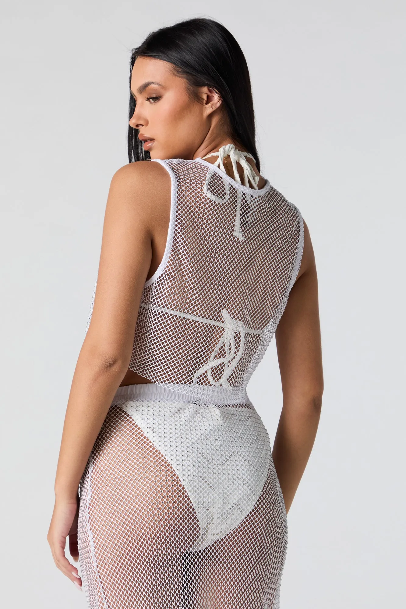 Débardeur court couvre-maillot en filet avec pierres du Rhin sold by Urban Planet product image thumbnail 3