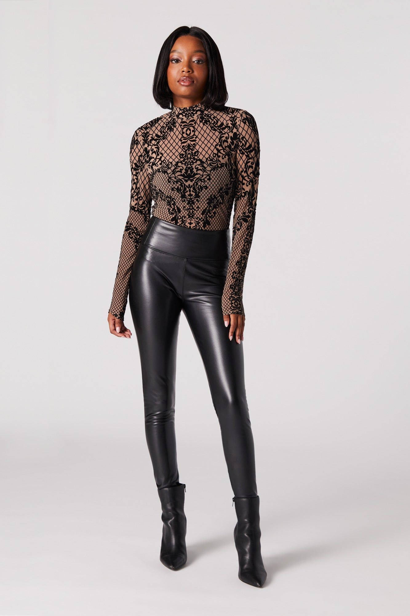 Printed Mock Neck Long Sleeve Bodysuit sold by Urban Planet product image thumbnail 5