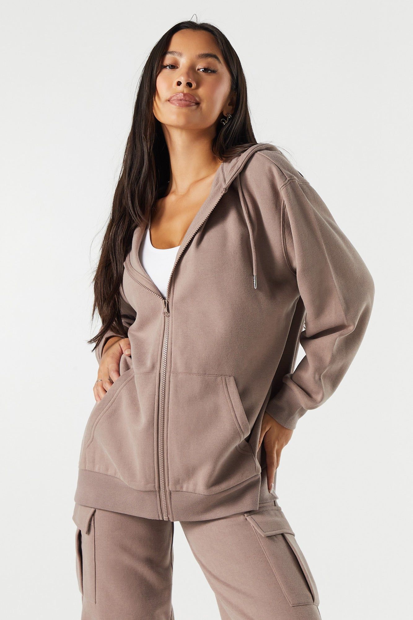 Haut surdimensionné à capuchon en molleton avec fermeture à glissière sold by Urban Planet