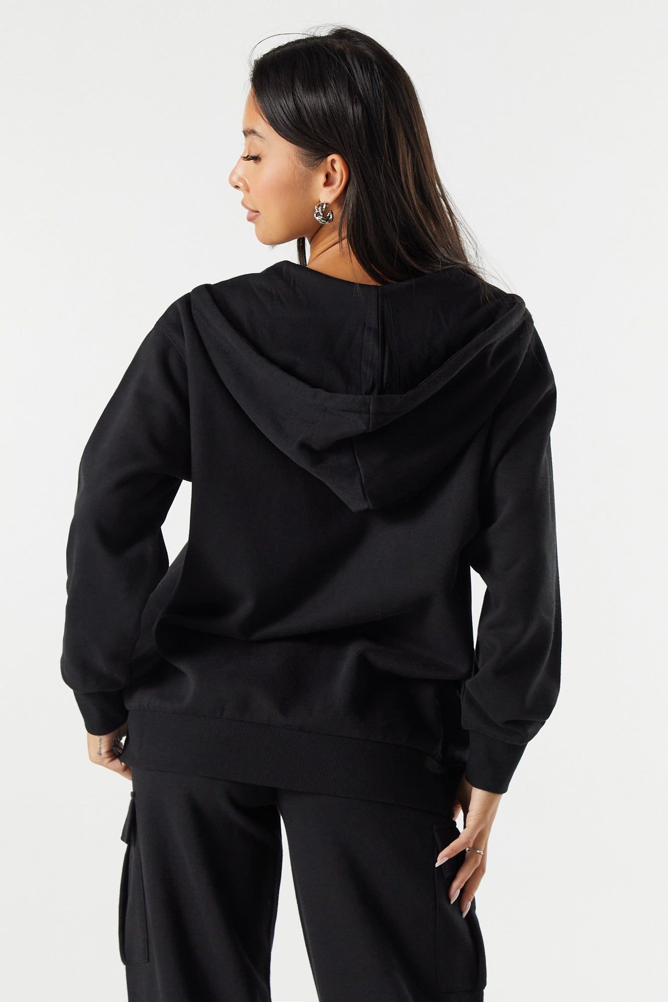 Haut surdimensionné à capuchon en molleton avec fermeture à glissière sold by Urban Planet product image thumbnail 5