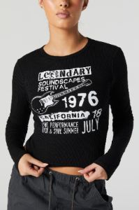 Soundscapes Festival Graphic Long Sleeve Crop Top sold by Urban Planet