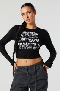 Soundscapes Festival Graphic Long Sleeve Crop Top sold by Urban Planet