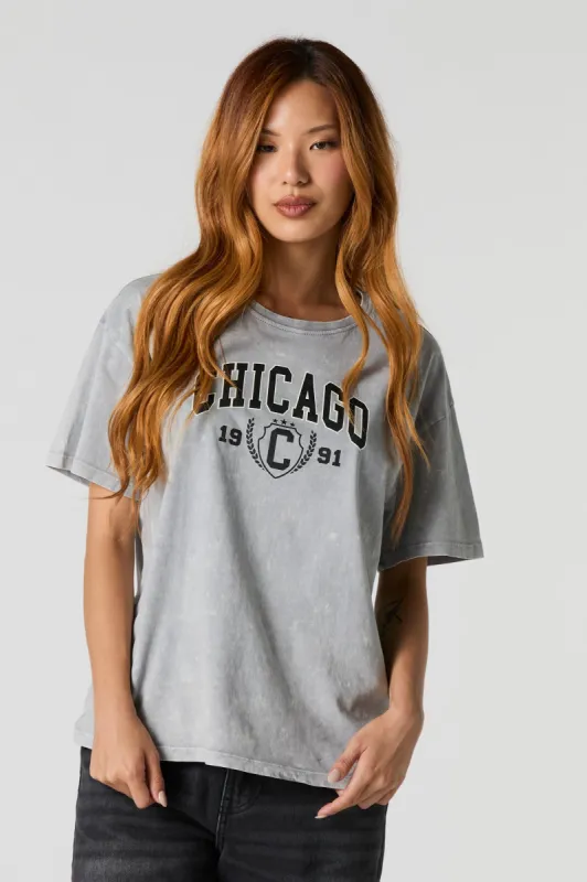 T-shirt coupe garçonne à imprimé délavé Chicago 1991 sold by Urban Planet