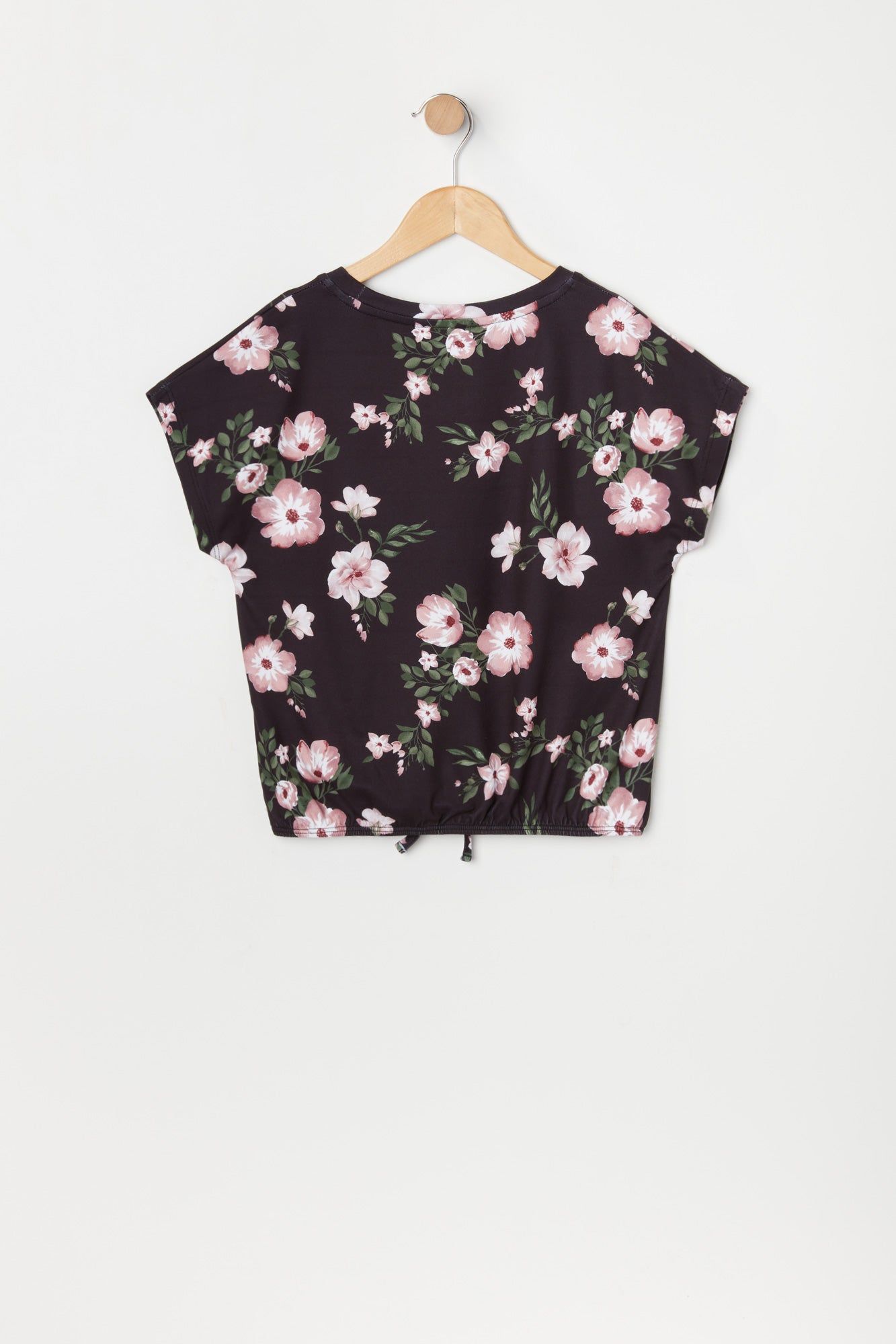 T-shirt noué fleuri noir pour fille sold by Urban Planet product image thumbnail 2