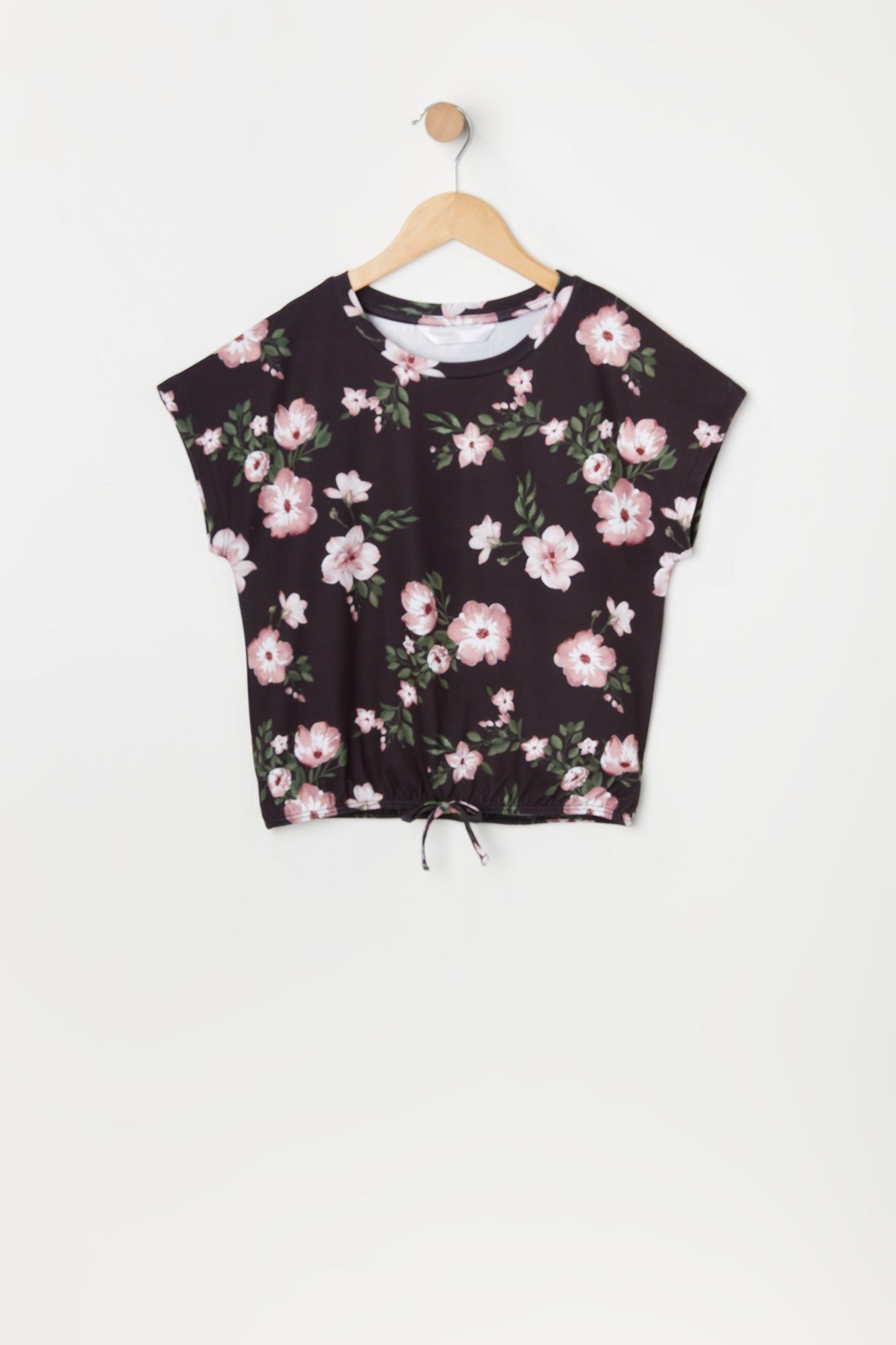 T-shirt noué fleuri noir pour fille sold by Urban Planet