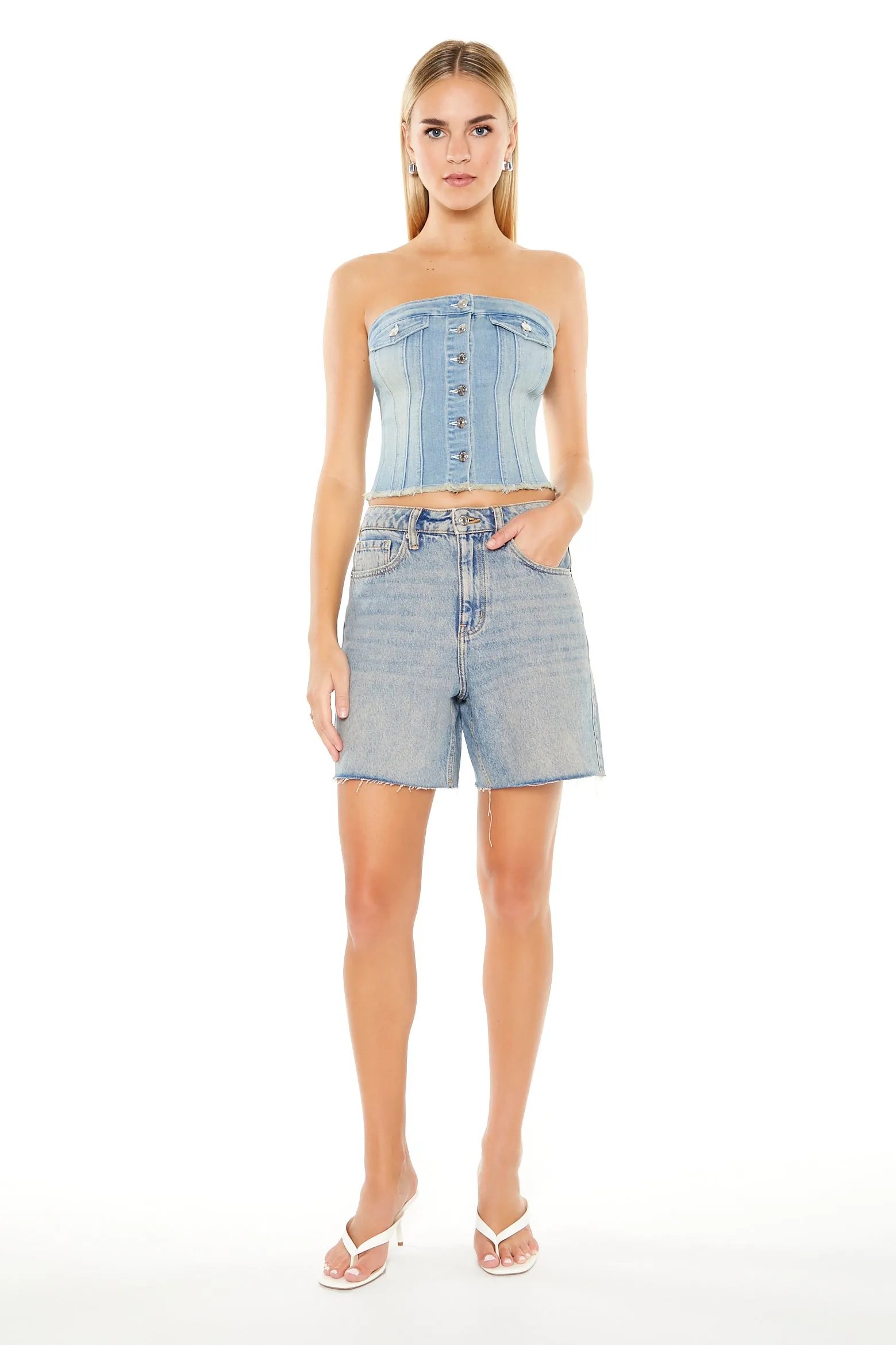 Haut tubulaire boutonné en denim sold by Urban Planet product image thumbnail 4