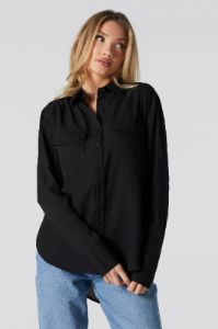 Long Sleeve Button-Up Top sold by Urban Planet