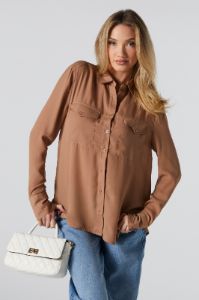 Long Sleeve Button-Up Top sold by Urban Planet