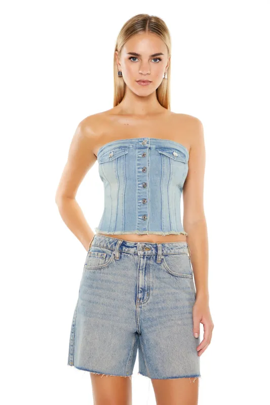 Haut tubulaire boutonné en denim sold by Urban Planet
