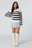 Striped Knit Quarter Zip Sweater sold by Urban Planet