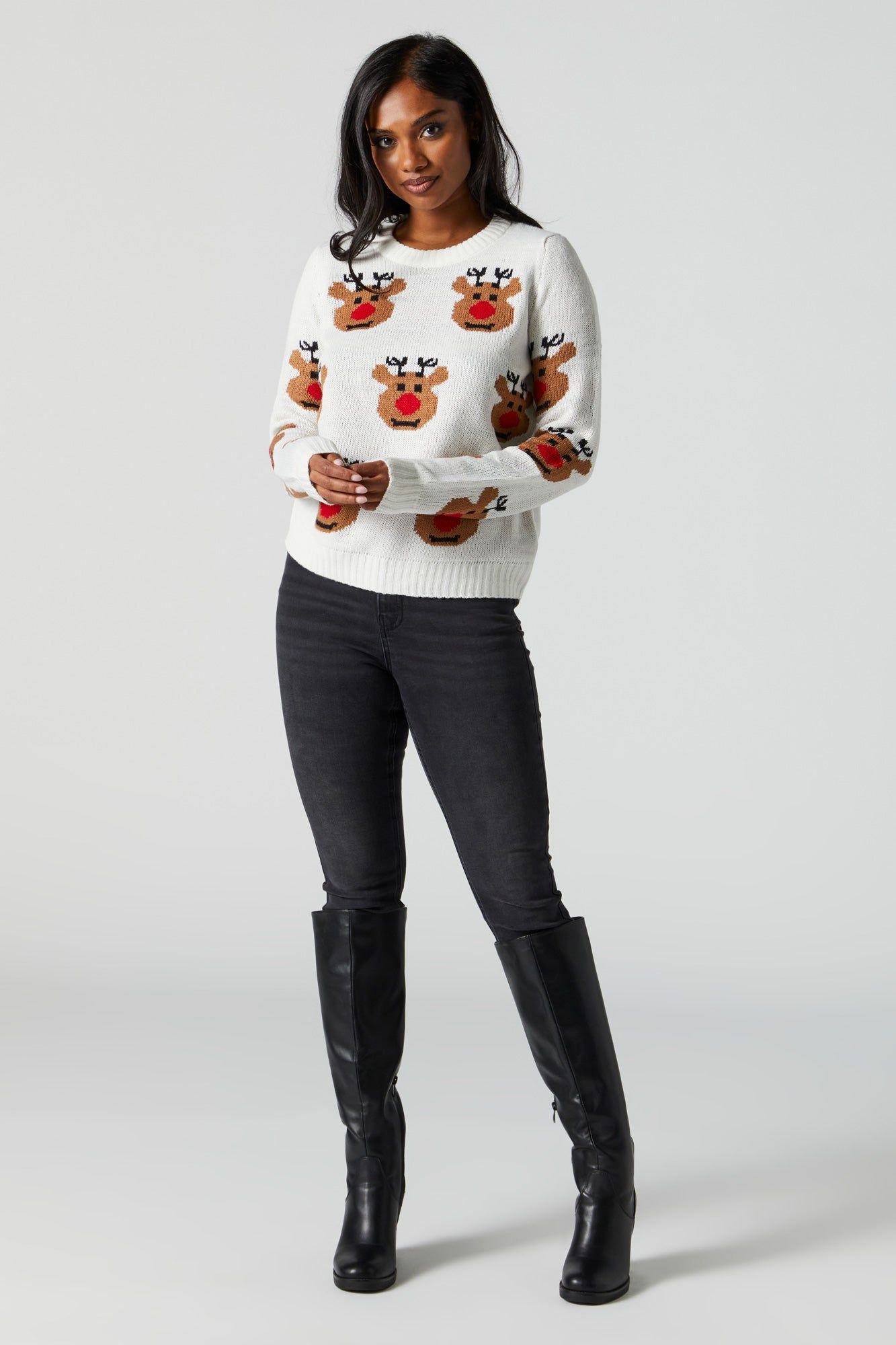 Chandail de Noël en tricot à imprimé Rudolph sold by Urban Planet product image thumbnail 3